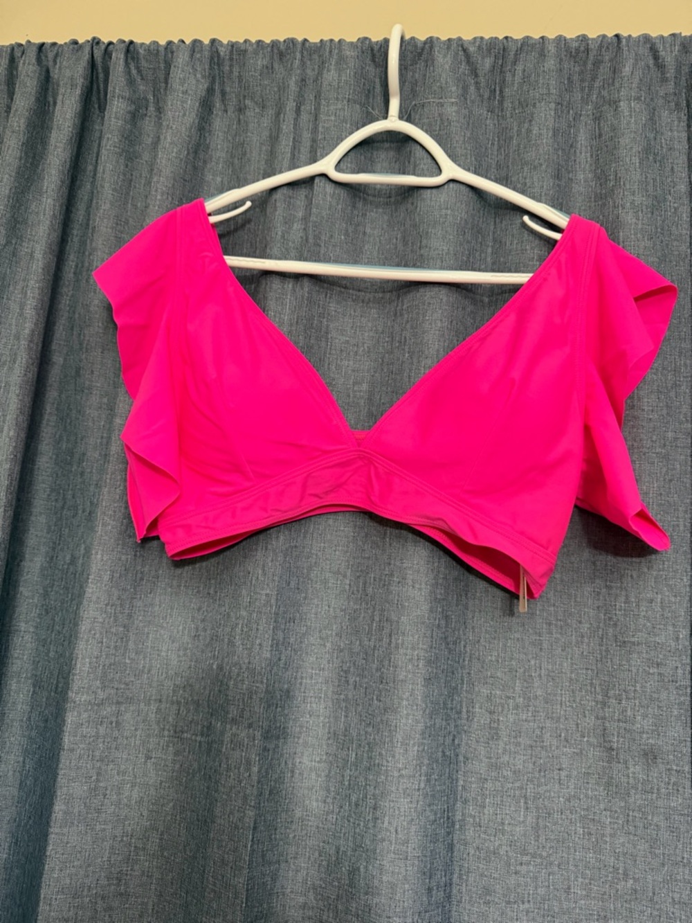 Bright Pink V-Neck Ruffle Sleeve Swim Top XL NWT